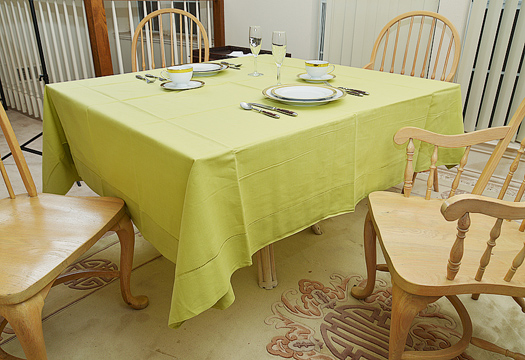 Festive 70" Square Tablecloth. Celery Green color